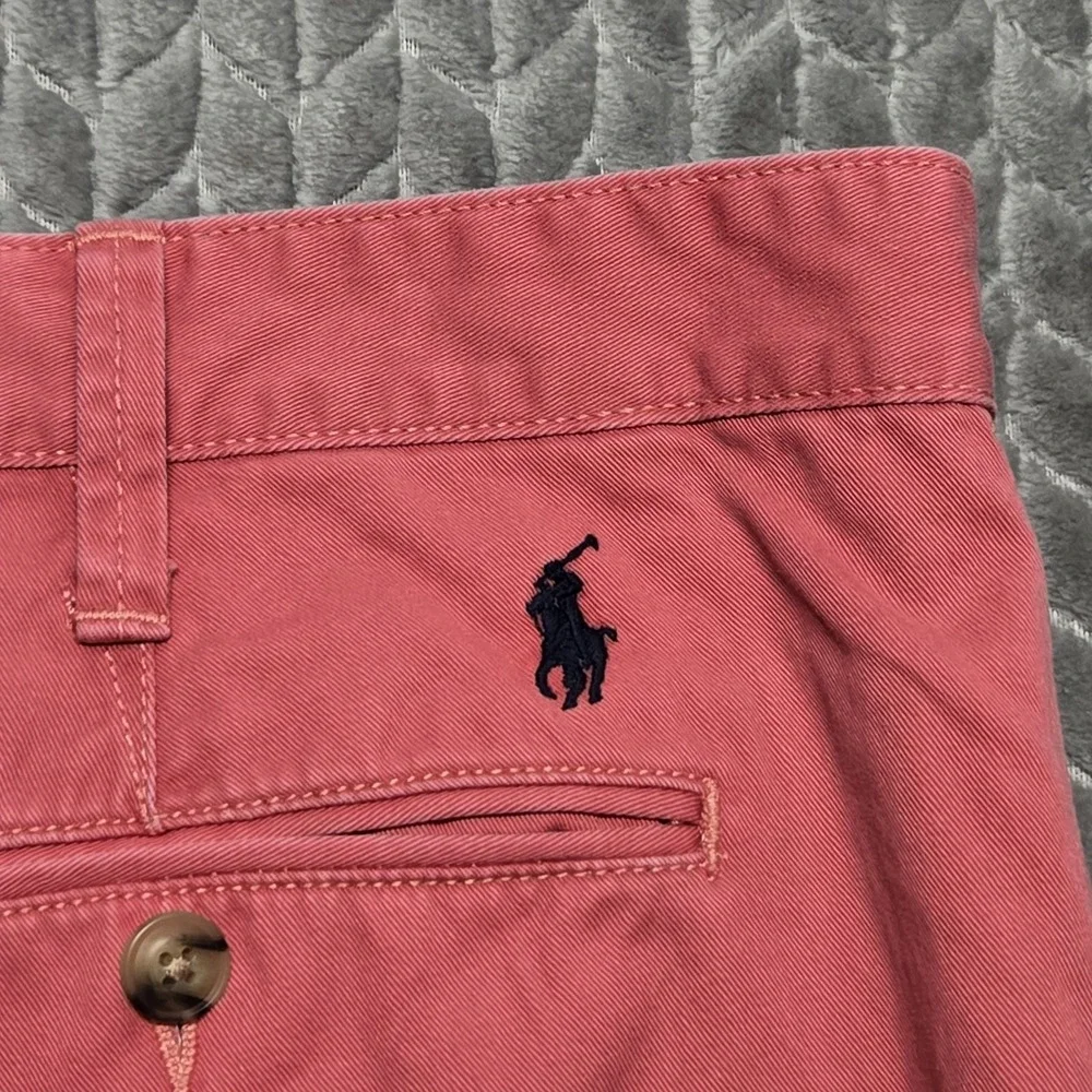 Polo Ralph‎ Lauren Shorts Men 42 Pink Blue Pony Twill Relaxed Fit Golf Chino